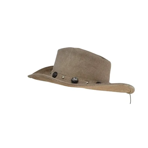 Minnetonka Outback Buffalo Nickel Leather Cowboy Hat Buckskin Tan Size Large - Picture 5 of 12